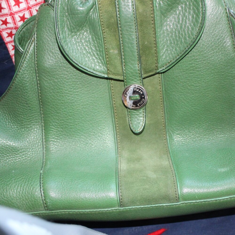 Vintage Cole Haan Green Leather Handbag Villager H04 Beautiful - Picture 4 of 9